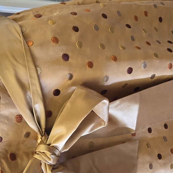 DUE PER DUE Veste 100% Silk Gold Tan Copper Brown Sleeveless ALine Midi Dress 12 - Picture 3 of 7